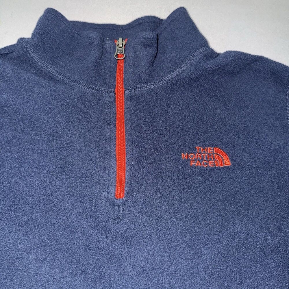THE NORTH FACE Youth Quarter Zip Light-Weight Navy Blue Fleece Pullover-Large